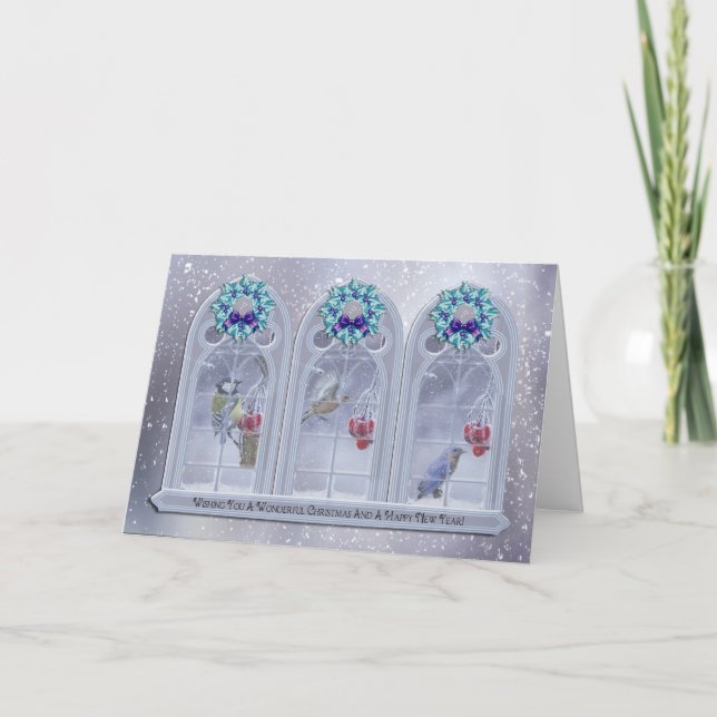 Garden Birds Weihnachtskarte Feiertagskarte (Vorderseite)