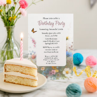 Garden Birthday Party Wildblumen Floral Einladung