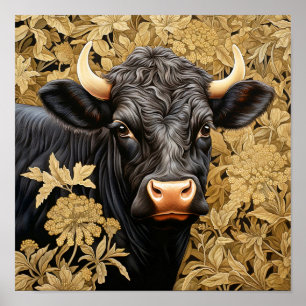 Garden Black Cow Poster