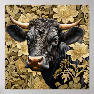 Garden Black Cow Poster