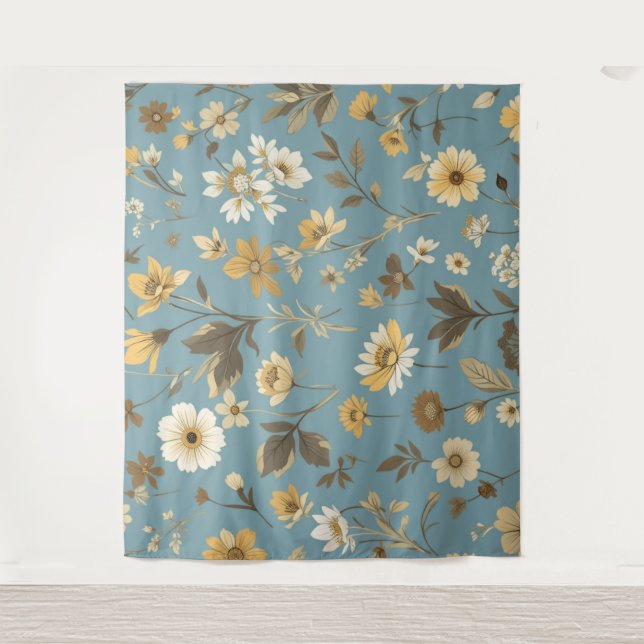 Garden Blue Bloom Wandteppich (Vorderseite)