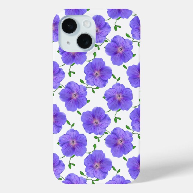 Garden Blue Geranium-Blume Case-Mate iPhone Hülle (Rückseite)