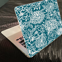 Garden Blume Aquamarin Blau Laptop Aufkleber