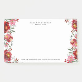 Garden Blume Border Deep Red & Green Post-it Klebezettel