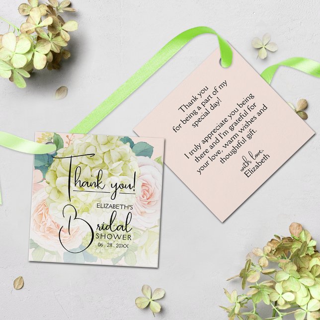 Garden Blume Brautparty Gefällige Tags Geschenkanhänger (Blush Pink Bridal Shower Thank You Favor Tags 2" x 2" (your message on the back))