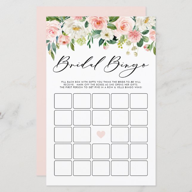 Garden Blume Bridal Bingo Brautparty Game (Vorne/Hinten)