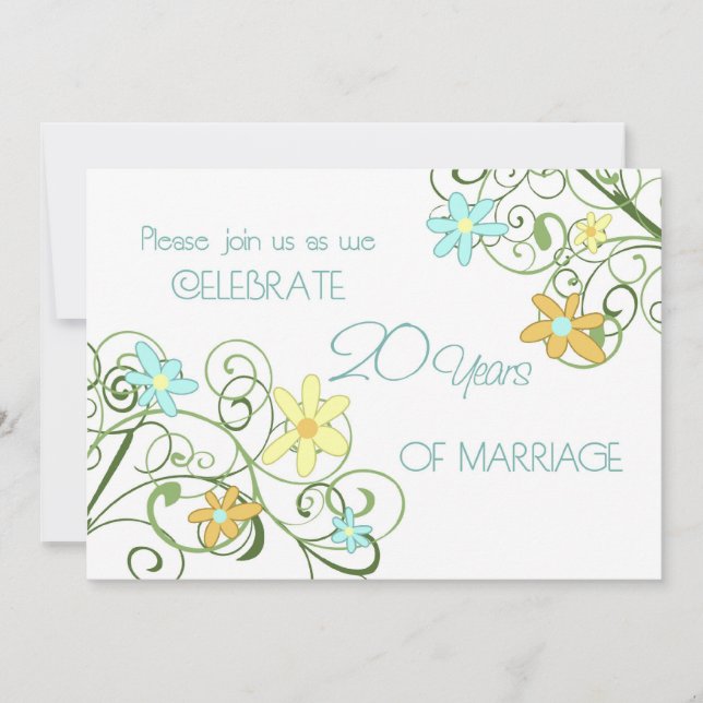 Garden Blume Einladungskarte zum 20. Jubiläum Einladung (Vorderseite)