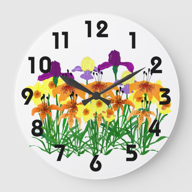 Garden-Blume Große Wanduhr (Vorderseite)
