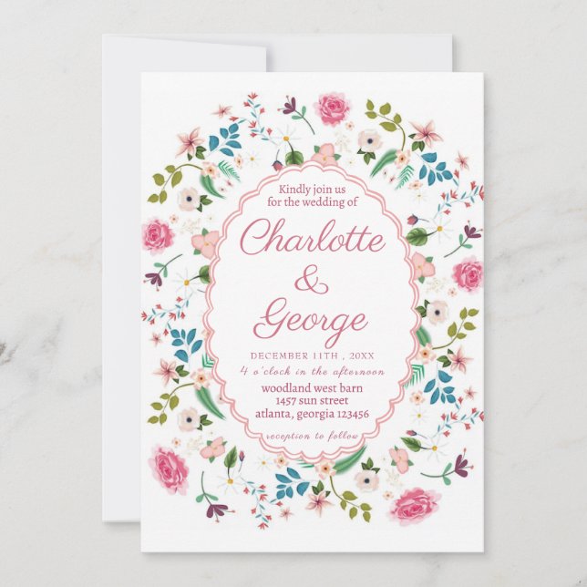 Garden Blume Party Hochzeit Einladung (Vorderseite)