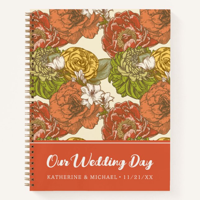 Garden Blume Pattern | Unser Hochzeitstag Notizbuch (Vorderseite)