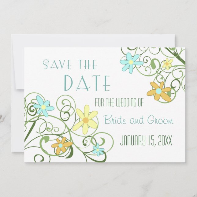Garden Blume Save the Date Hochzeitkarte (Vorderseite)