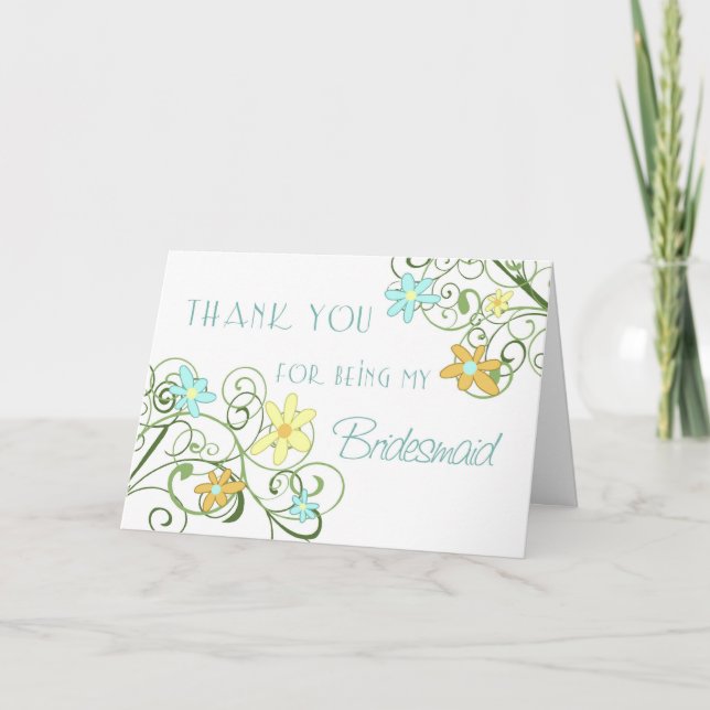 Garden Blume Vielen Dank Bridesmaid Card Dankeskarte (Vorderseite)
