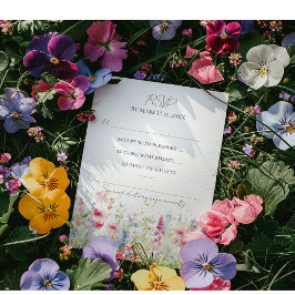 Garden Blume Watercolor Moderne Boho Hochzeit RSVP Karte