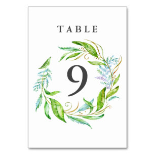 Garden Blume Watercolor Wreath Wedding Card Tischnummer