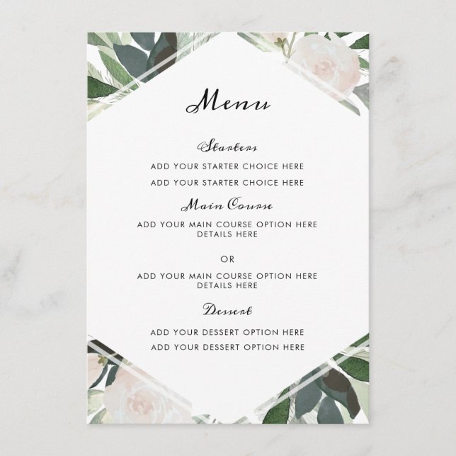 Garden Blush Menu Card Menükarte (Vorderseite)