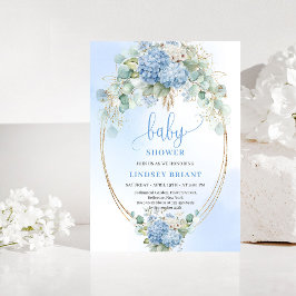 Garden Boho Blue Floral Baby Shower Invitation Einladung