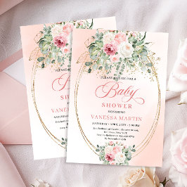 Garden Boho Blush Roses Girl Baby Shower Invites Einladung