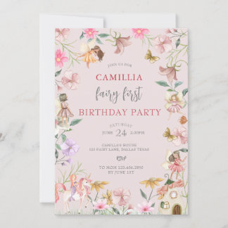 Garden Boho Enchanted Fairy Erster Geburtstag Einladung