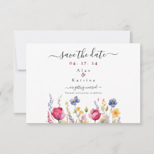 Garden Boho Wildblumen Save the Date Karte