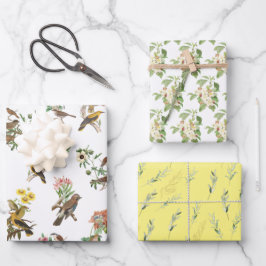 Garden Bouquets und Vögel Geschenkpapier Set