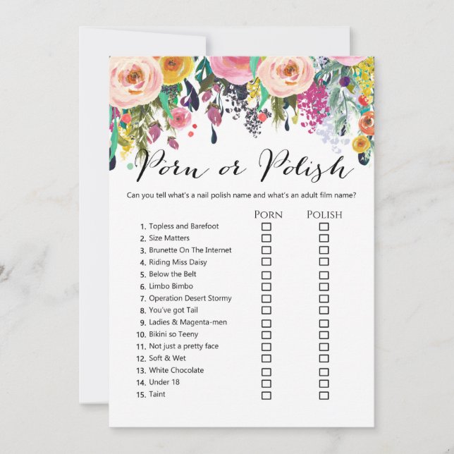 Garden Brautparty Game: Antwort auf 12x18 Größe Einladung (Vorderseite)