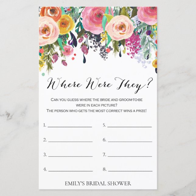 Garden Brautparty Game PRINED (Vorderseite)