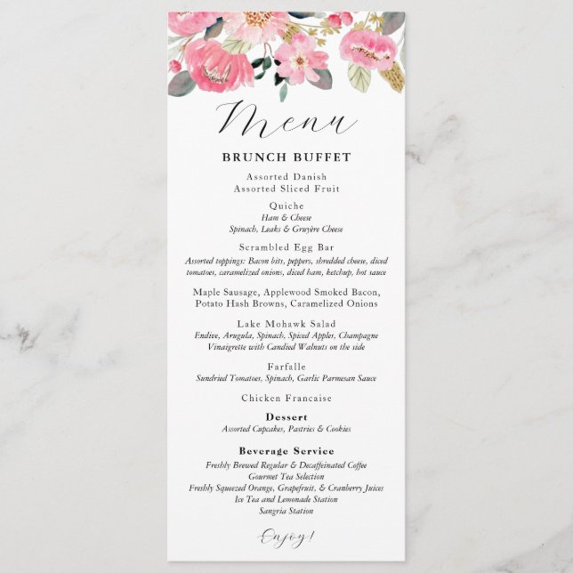 Garden Bridal Party Menükarte (Vorderseite)