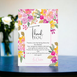 Garden bright floral watercolor bridal shower dankeskarte