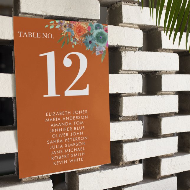 Garden Burnt Orange Boho Chic Wildblume Wedding Tischnummer (Von Creator hochgeladen)