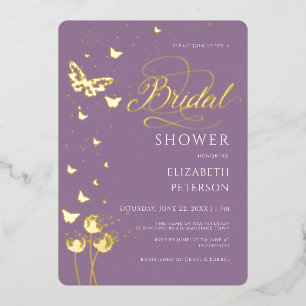 Garden Butterfly Wildblumen Lilac Brautparty Folieneinladung