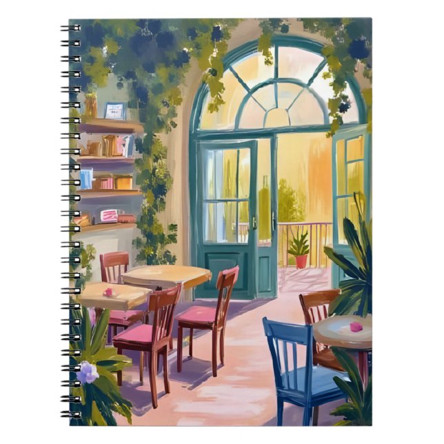 Garden Cafe | Botanical Watercolor Painting Notizblock (Vorderseite)