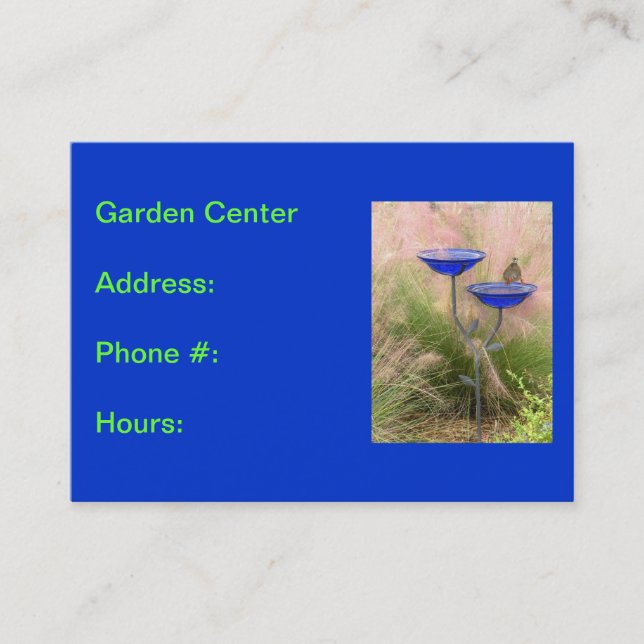 Garden Centre Business Card, Royal Blue with Bird Visitenkarte (Vorderseite)