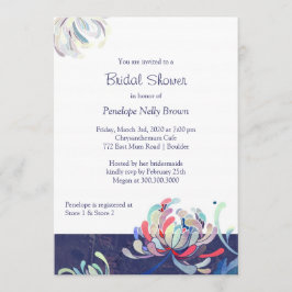 Garden Chrysanthemum Navy Brautparty Einladung