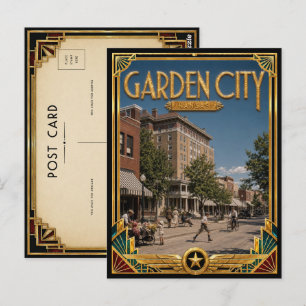Garden City Kansas Vintage Art Deco Golden Age Postkarte