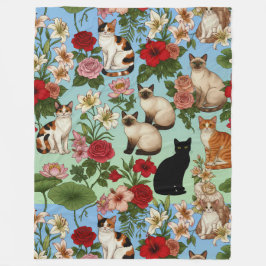Garden Companions – Floral Cats in Bloom Fleecedecke
