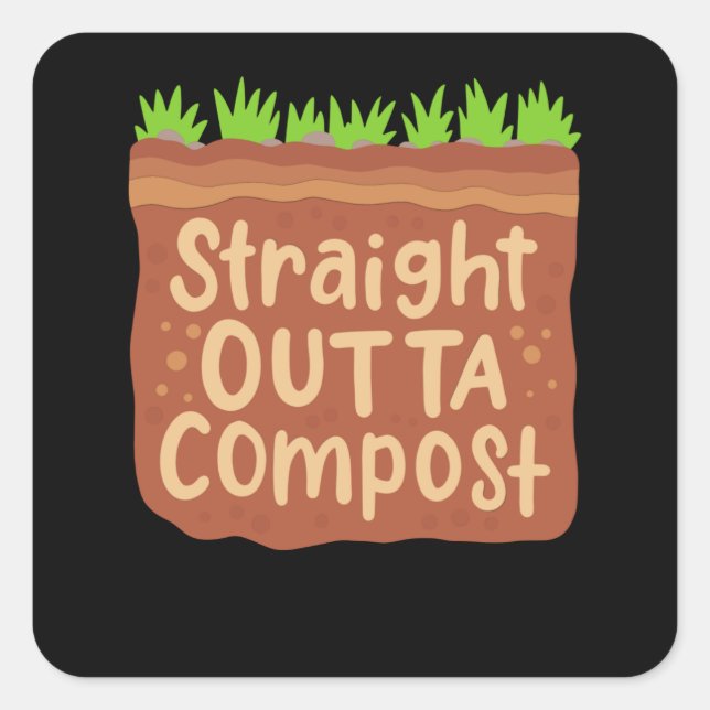 Garden Compost Geschenk Quadratischer Aufkleber (Vorderseite)