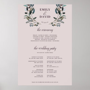 Garden Crest Mauve Lila Zeremonieprogramm-Schild Poster