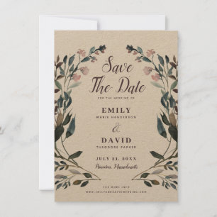 Garden Crest Rustikale Kraft Hochzeit - Termin v Save The Date