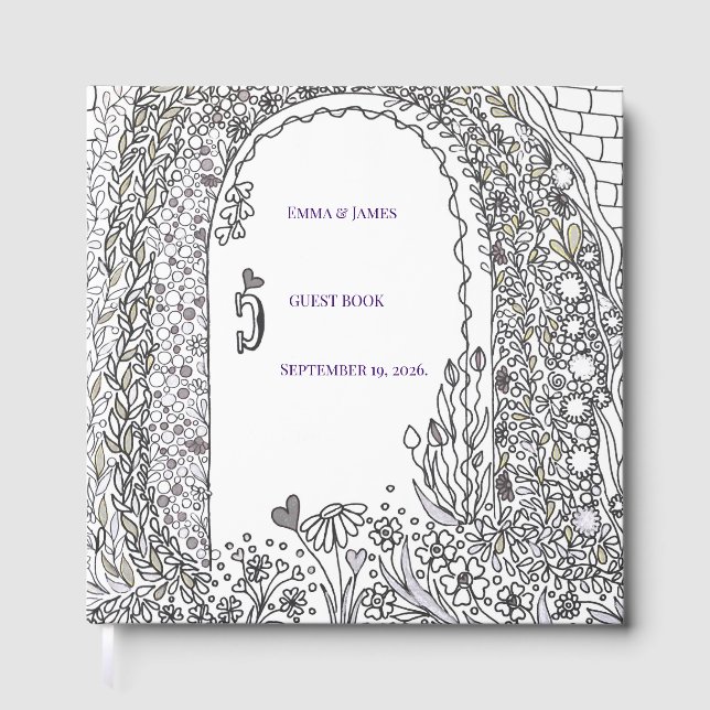 Garden Door Floral Wedding Guest Book Gästebuch (Vorderseite)