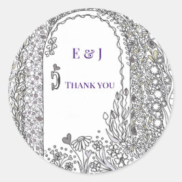 Garden Door Floral Wedding Thank You Classic Runder Aufkleber
