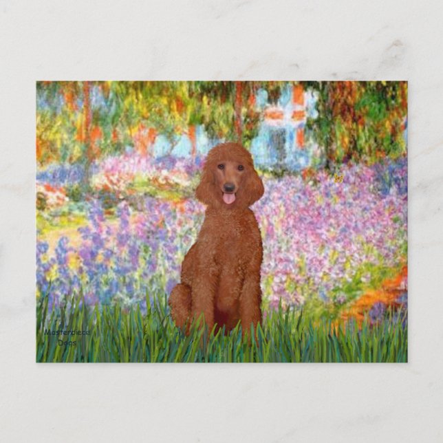 Garden - Dunkles rotes Poodle #1 Postkarte (Vorderseite)