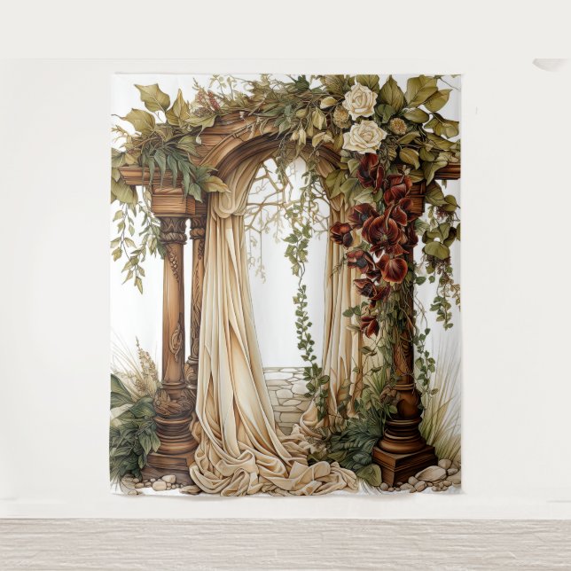 Garden Elegance Custom Wedding Backdrop Wandteppich (Vorderseite)