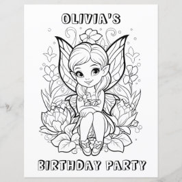 Garden fairy birthday party coloring activity 