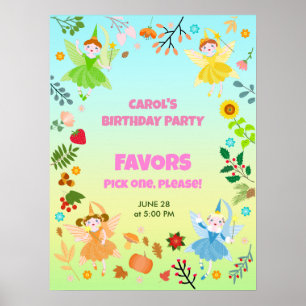Garden Fairy mit Tierfreunden Geburtstagsparty Poster
