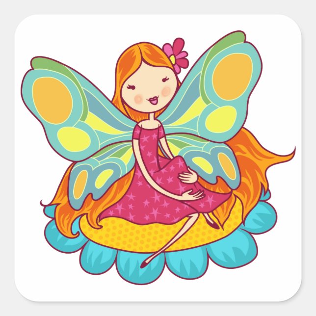 Garden Fairy Quadratischer Aufkleber (Vorderseite)