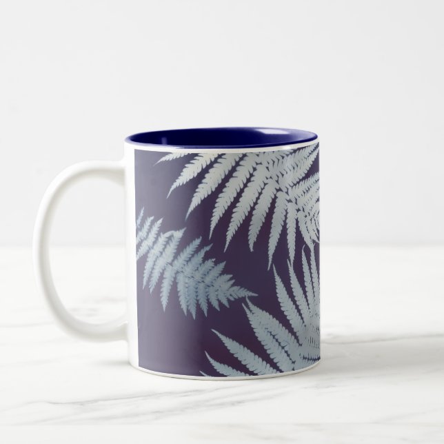 Garden Fern Blue Coffee Mug Zweifarbige Tasse (Links)