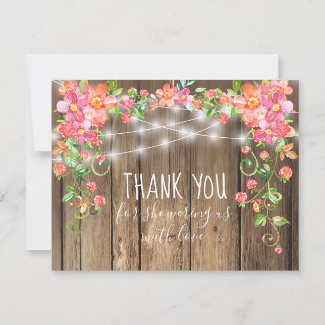 Garden Floral Berry Baby Shower Wedding Vielen Dan Dankeskarte (Vorderseite)