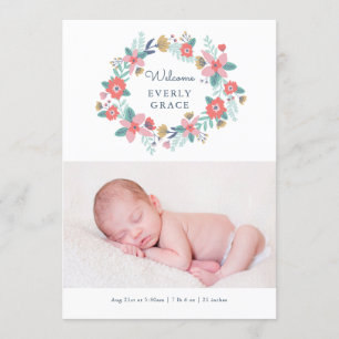 Garden Floral Birth Ankündigung