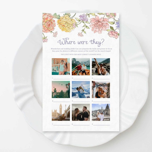 Garden Floral Brautparty Wo waren sie zu spielen (Garden Bridal Shower Game Where were they?)