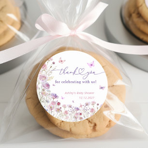 Garden Floral Butterfly auf der Way Baby Dusche Runder Aufkleber